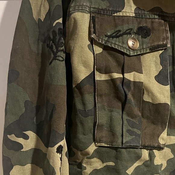 DOLAN/Anthropologie Embroidered Camo Utility Jacket - NWT - Sz. L - Picture 7 of 10